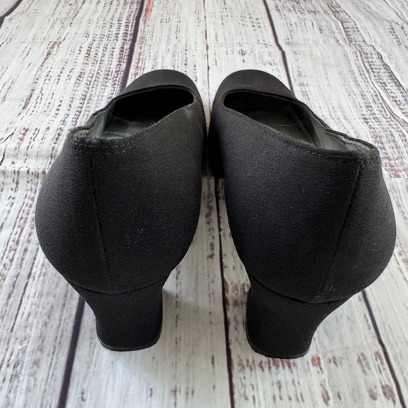 Stuart Weitzman Black Fabric Square-Toe Slip-On Block Heel Pumps Size 7 M - Picture 4 of 7